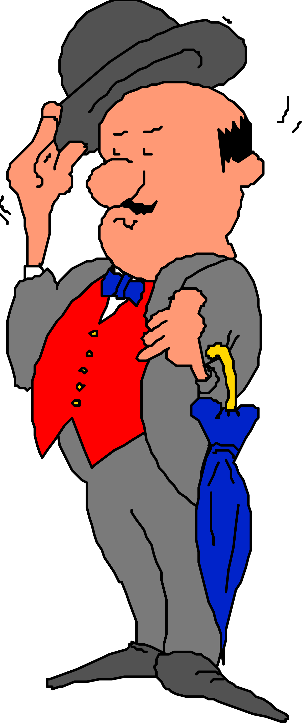 Businessman in Suit Holding Red Bag Clipart