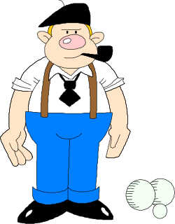 Cartoon Character with Mustache and Suspenders Clipart