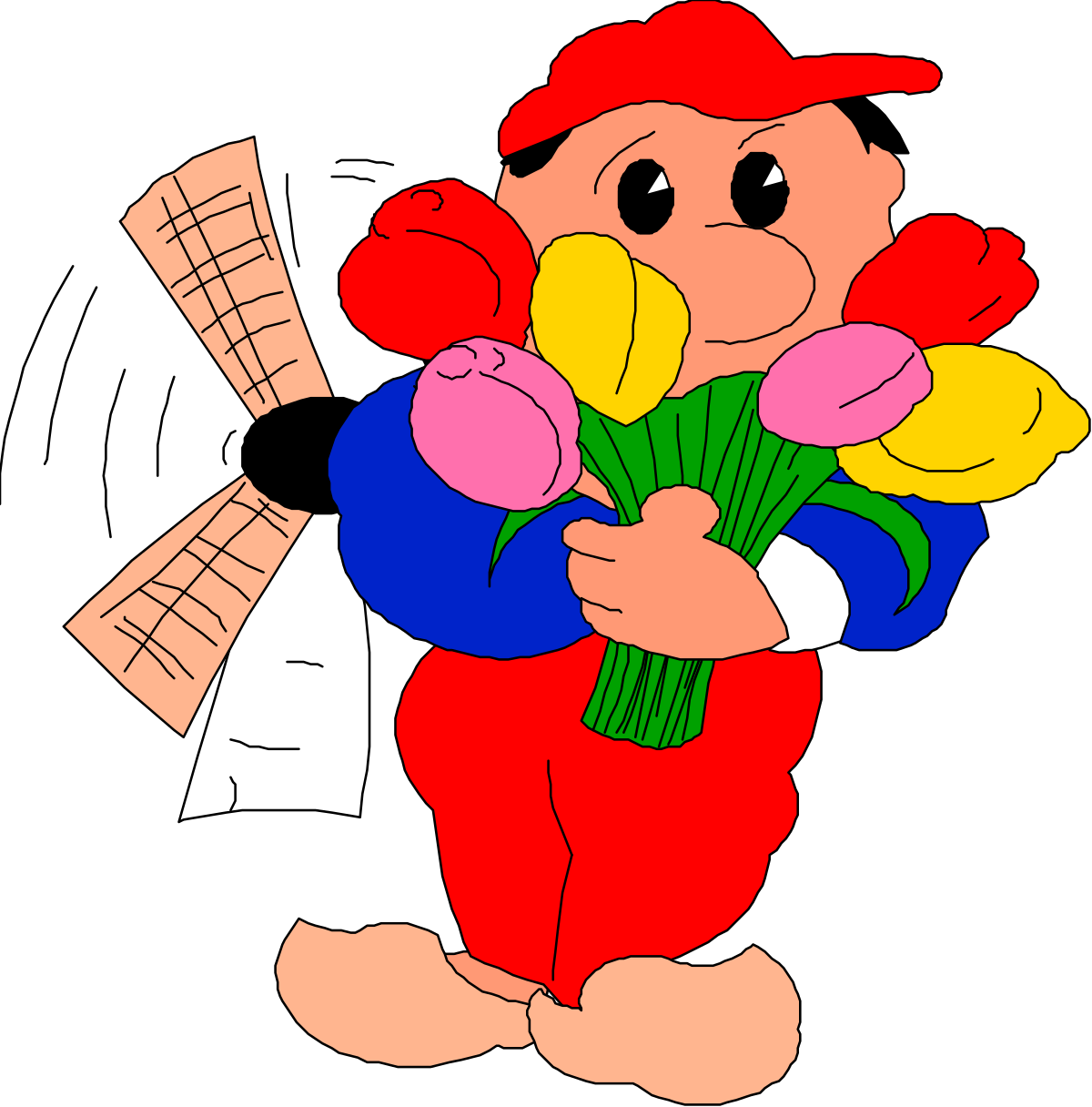 Cartoon Bear Holding Flowers - Delightful Clipart for Every Occasion