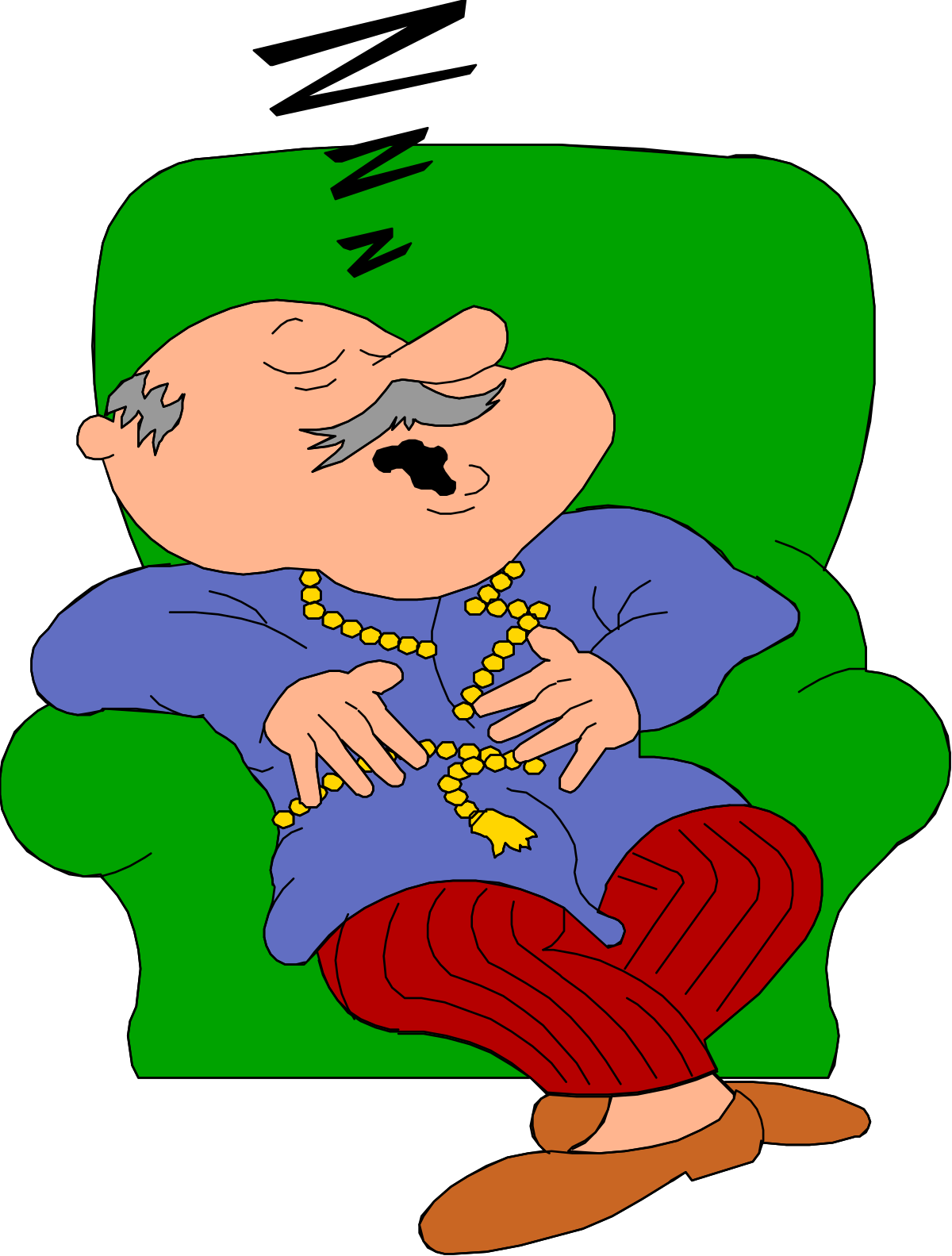 Cartoon Character Sitting on Green Chair - Playful Clipart for Creative Projects