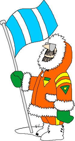 Cartoon Santa Holding Flag - Festive Clipart for Holiday Designs