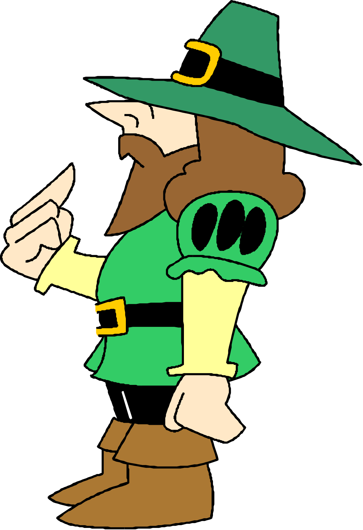 Cartoon Character Clipart: Green Hat and Jacket Fun