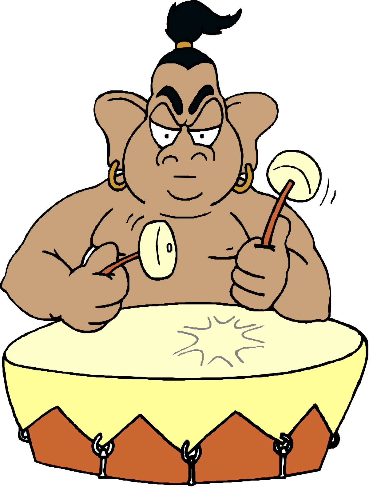 Cartoon Character Sitting on Drum - Fun Clipart for Creative Projects