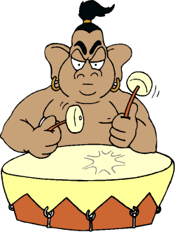 Cartoon Character Sitting on Drum - Fun Clipart for Creative Projects