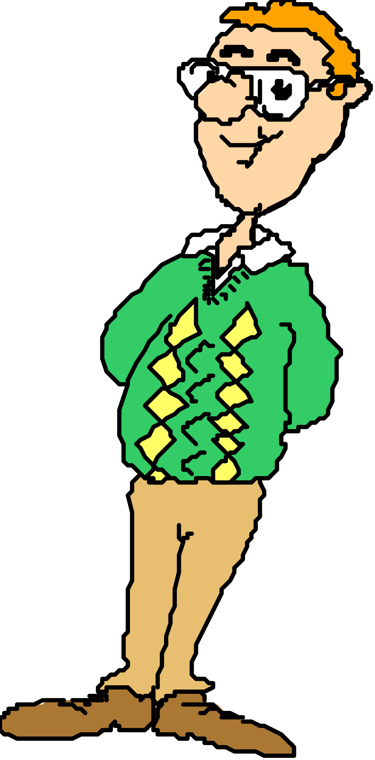 Cartoon Character with Glasses and Green Shirt - Fun Clipart Designs