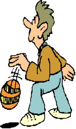 Food Basket Man Clipart: Vibrant Scene of a Man with a Basket of Fresh Produce