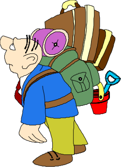 Man Carrying Backpack and Bucket Clipart for Outdoor Adventures