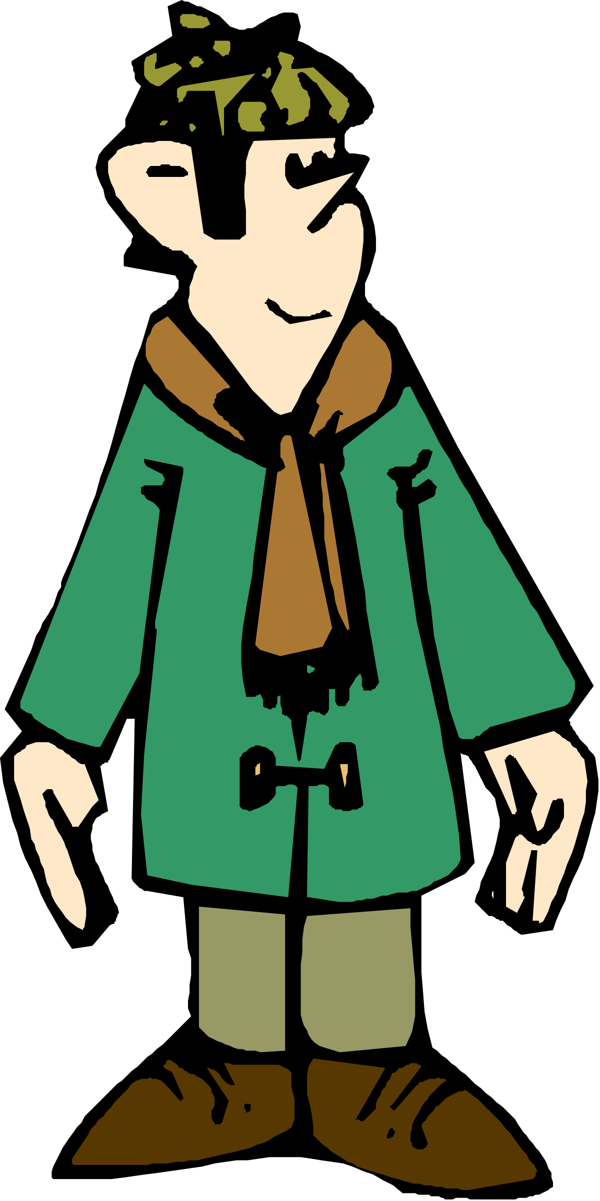 a cartoon character with a green coat and brown tie clip art png transparent Cartoon Character with Green Coat and Brown Tie - Vibrant Clipart Collection