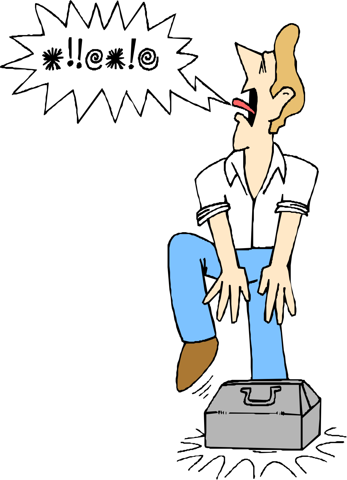 Man Sitting on a Box with Speech Bubble Clipart for Creative Projects
