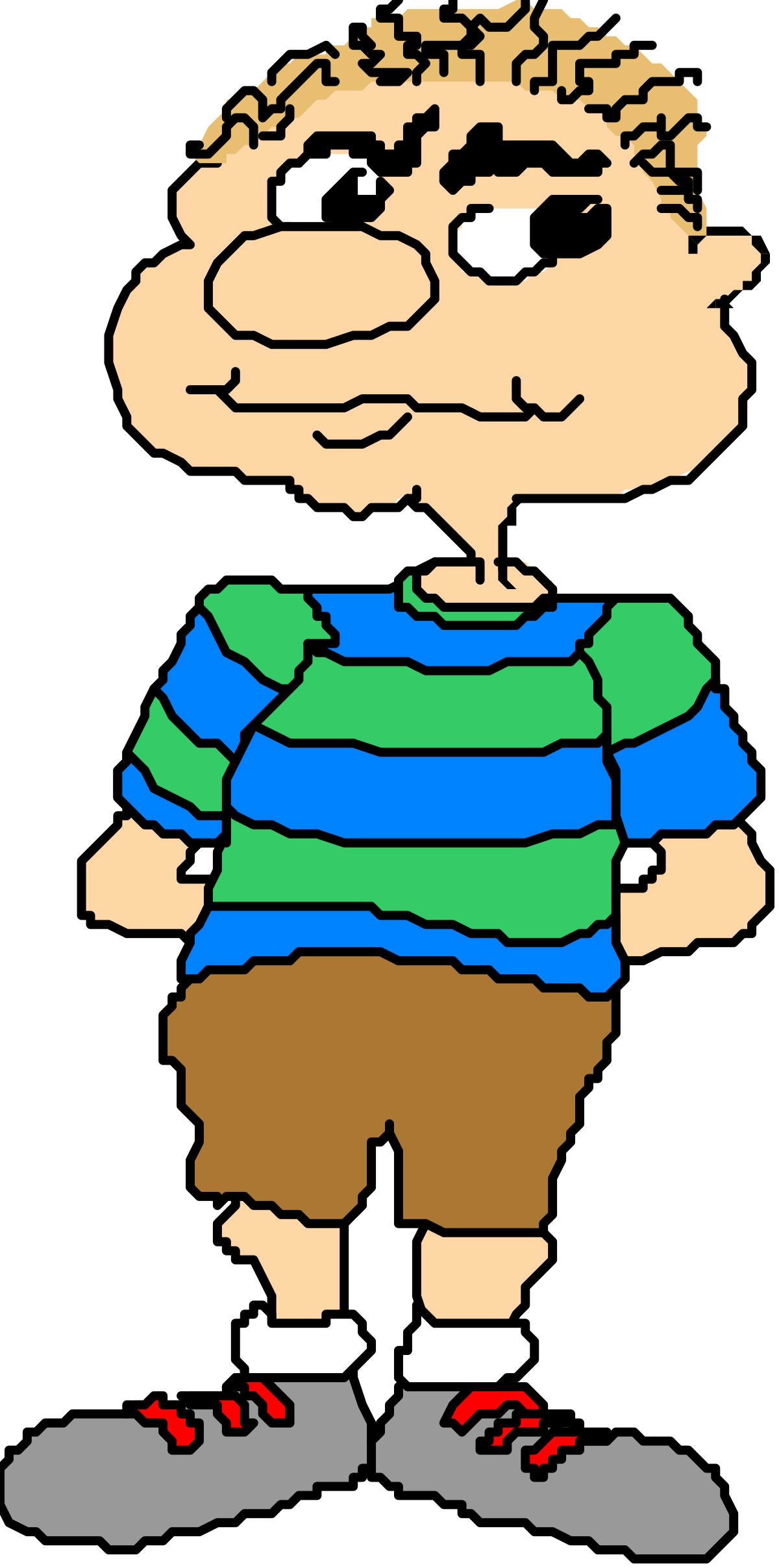 Cartoon Character Clipart with Green Shirt and Brown Pants