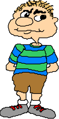 Cartoon Character Clipart with Green Shirt and Brown Pants