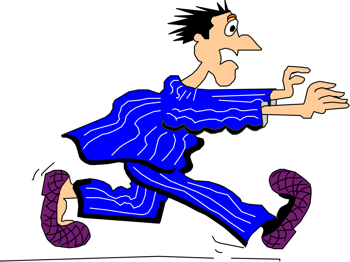 Man in Blue Suit Running Clipart - Dynamic Business Illustration