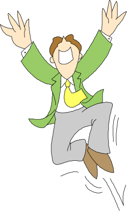 Jumping Man in Green Jacket - Dynamic Clipart Illustration