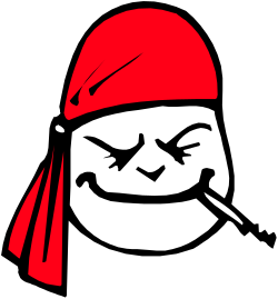 Pirate with Red Bandana on Black Background Clipart