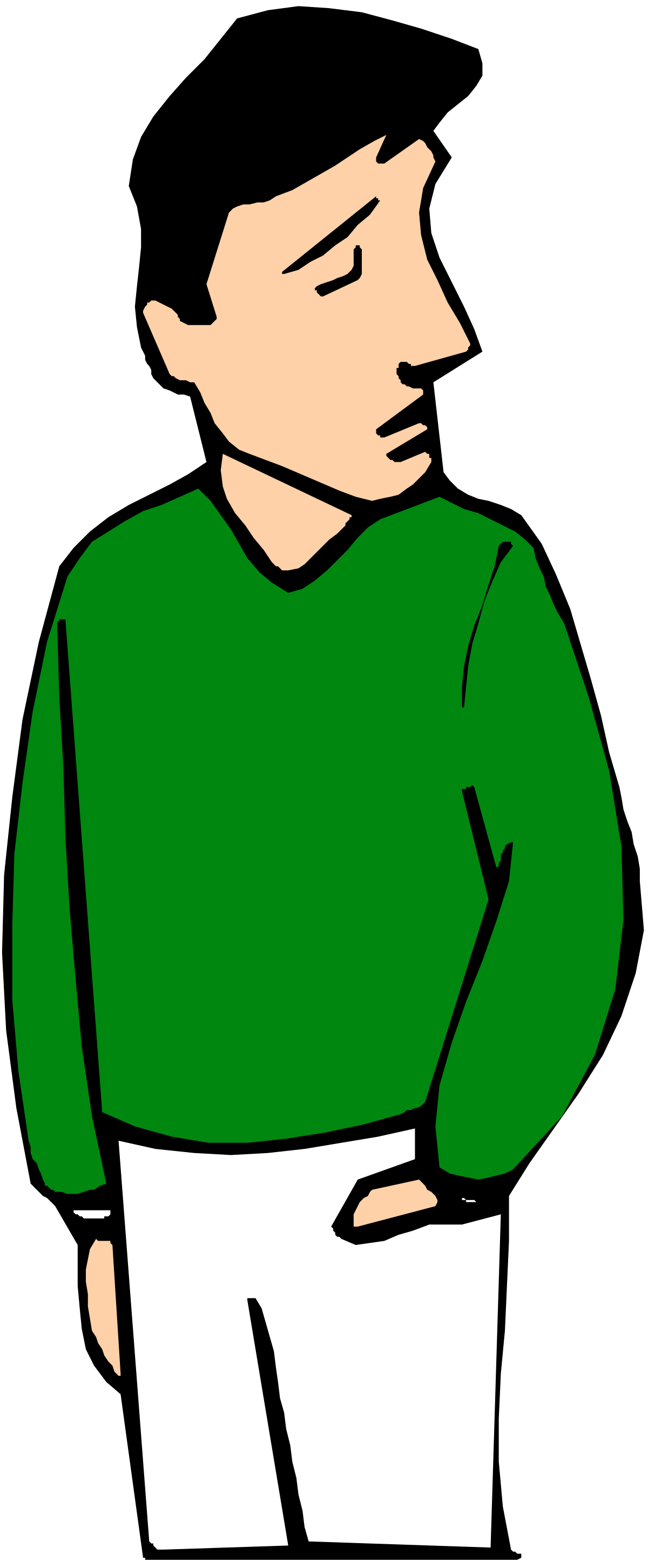 a man with a green shirt and white pants clip art png transparent Green Shirt and White Pants Man Clipart for Creative Projects