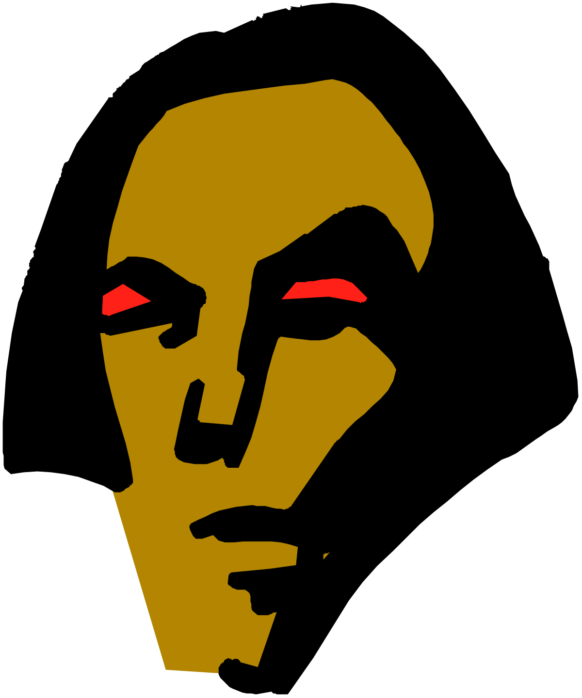 Black and Yellow Face with Red Eyes Clipart for Eye-Catching Designs