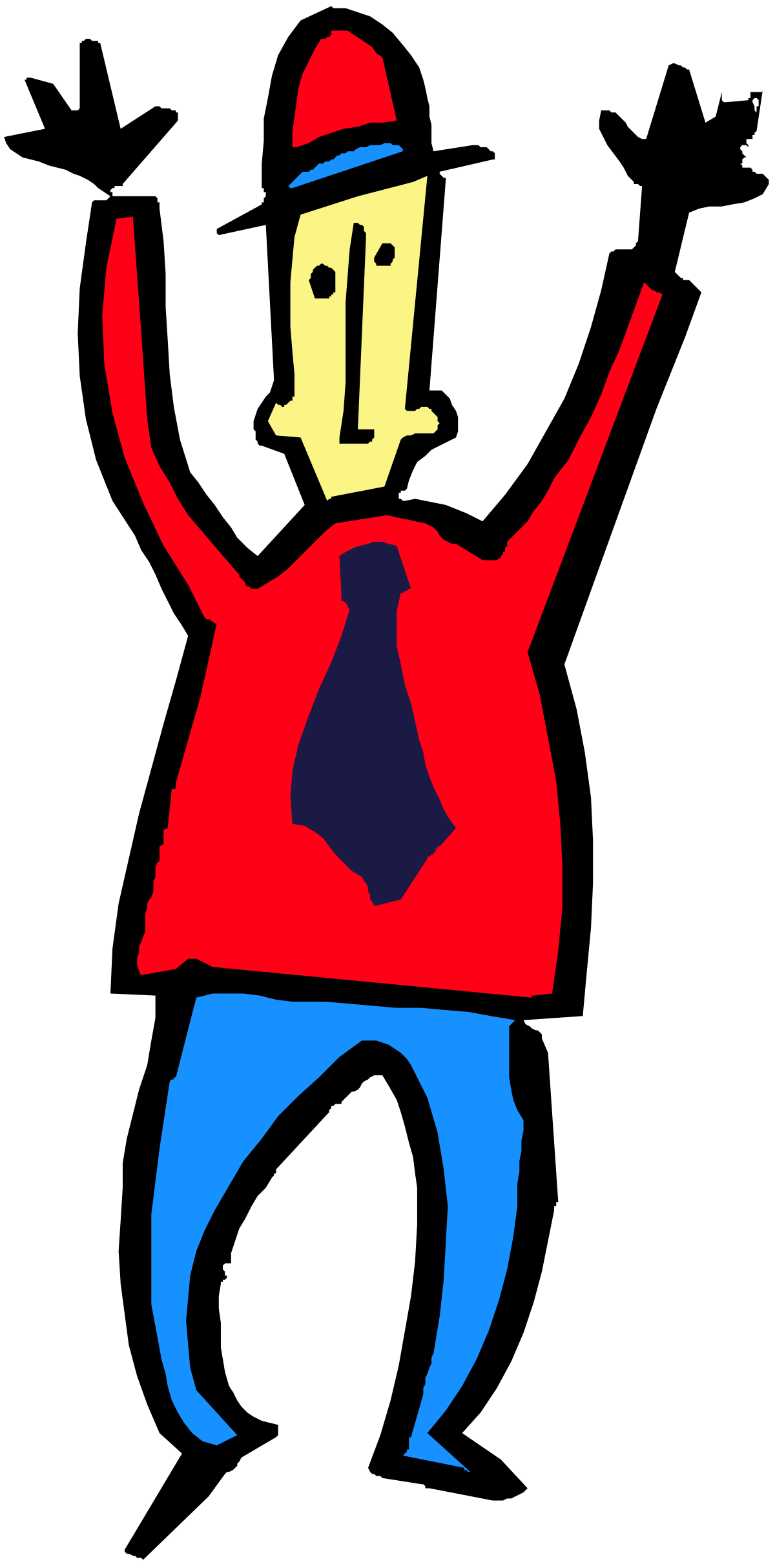 Man in Red Shirt and Blue Pants Clipart: Vibrant Character Illustration