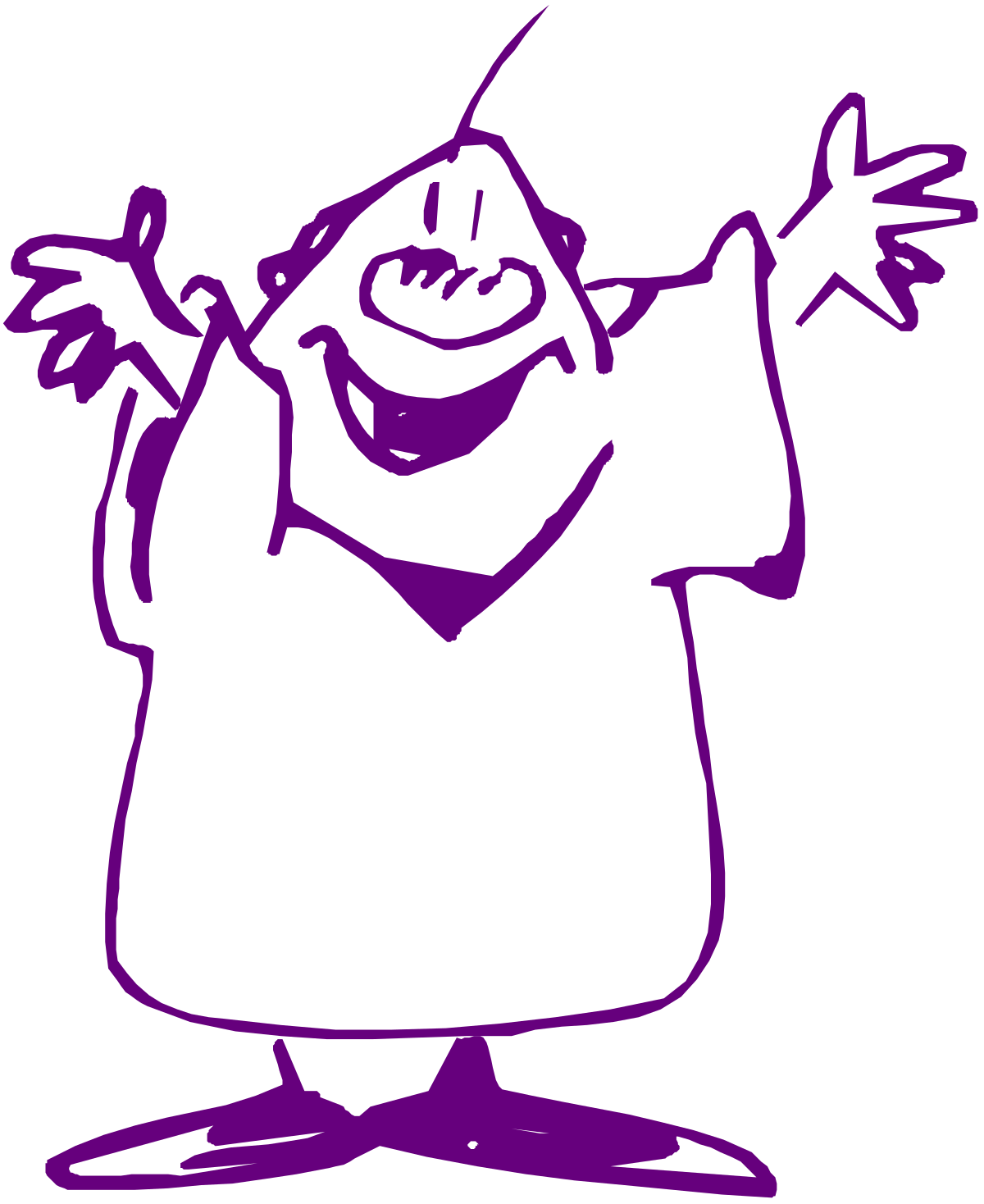 a purple and white cartoon character with arms outstretched clip art png transparent Purple and White Cartoon Character with Outstretched Arms - Fun Clipart