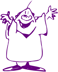 Purple and White Cartoon Character with Outstretched Arms - Fun Clipart