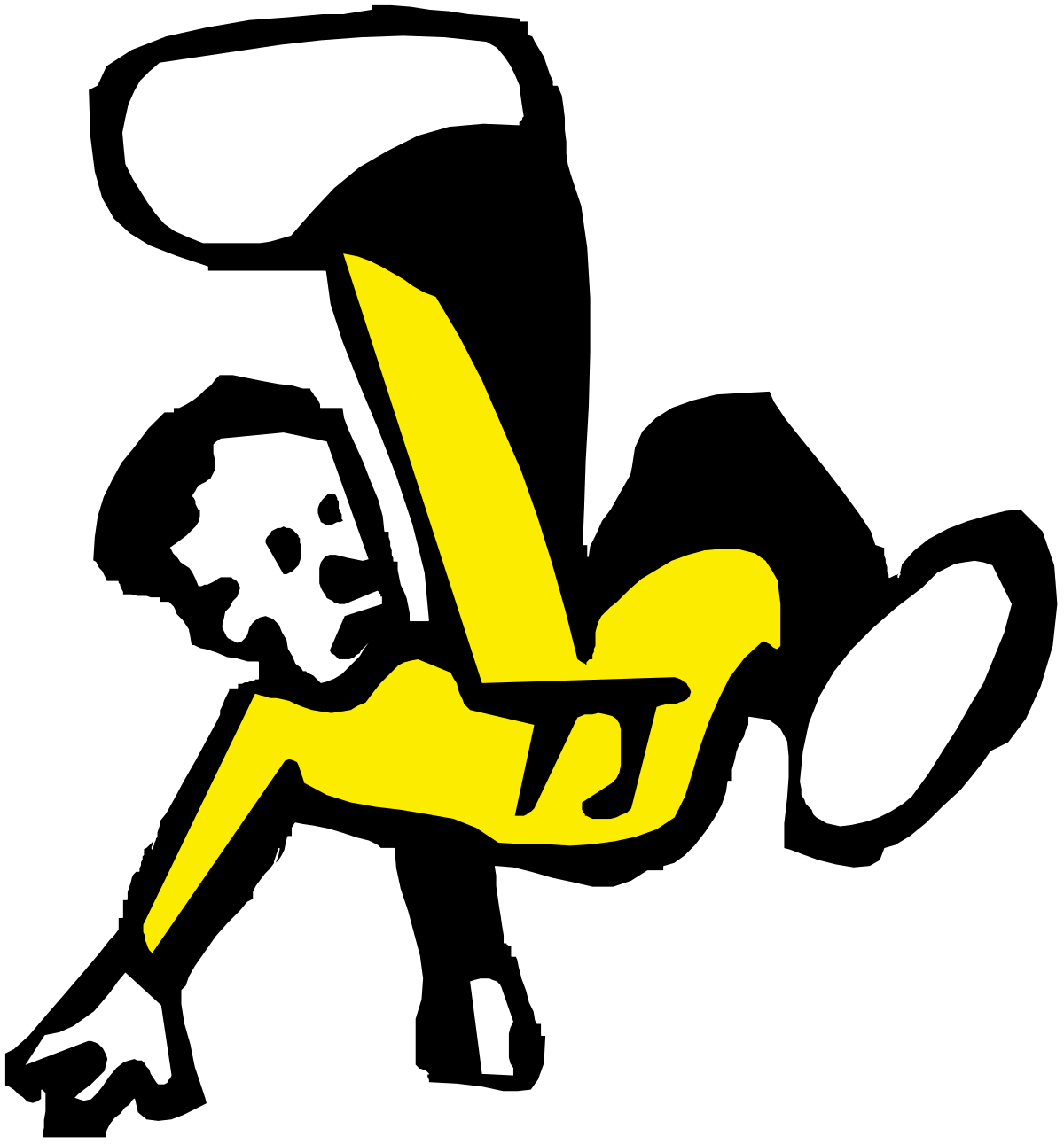 a yellow and black drawing of a man on a skateboard clip art png transparent Yellow and Black Skateboarder Clipart - Dynamic Man on Skateboard