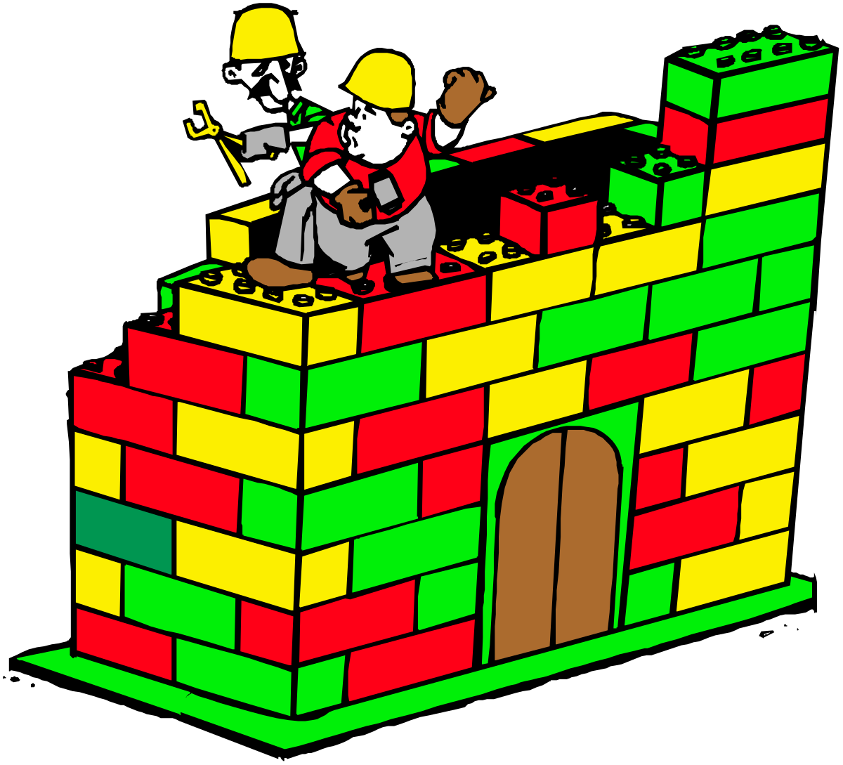 Cartoon Dog Building a Brick Wall - Fun Clipart for Creative Projects