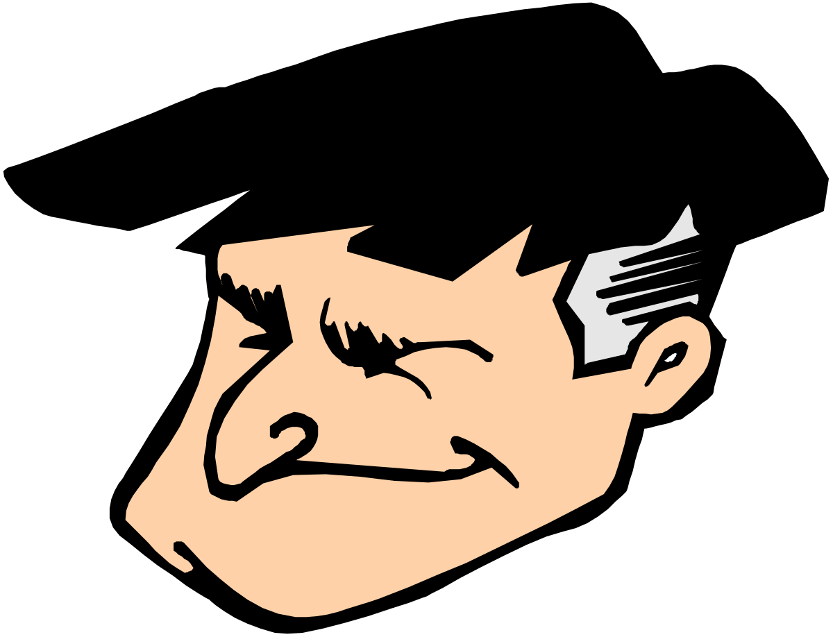 Humorous Clipart of a Man with a Fork in His Mouth