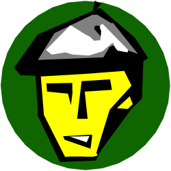 Green and Yellow Logo Featuring a Man's Face - Unique Clipart Design