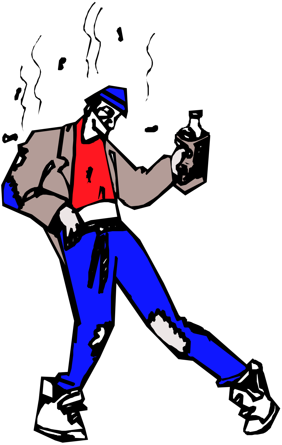 Baseball Bat Clipart: Man in Red Shirt and Blue Pants