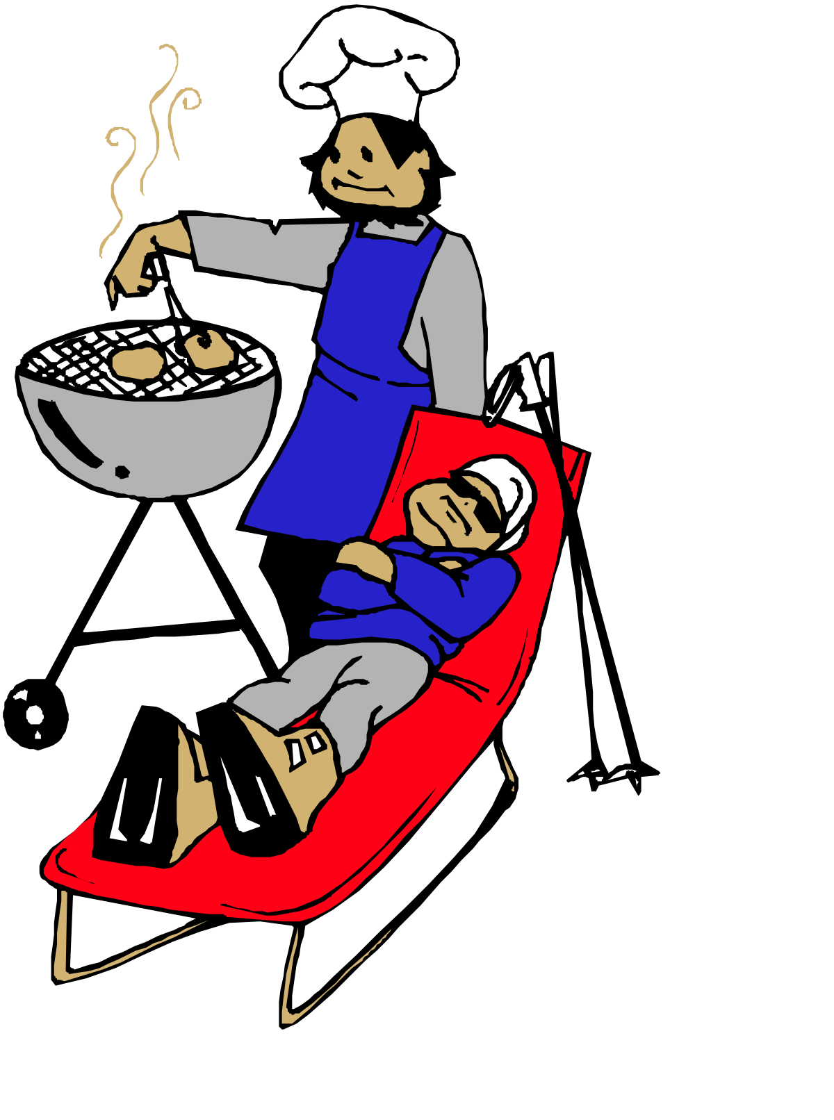 Grill Man Sitting on Chair Clipart - Perfect for Summer BBQ Themes