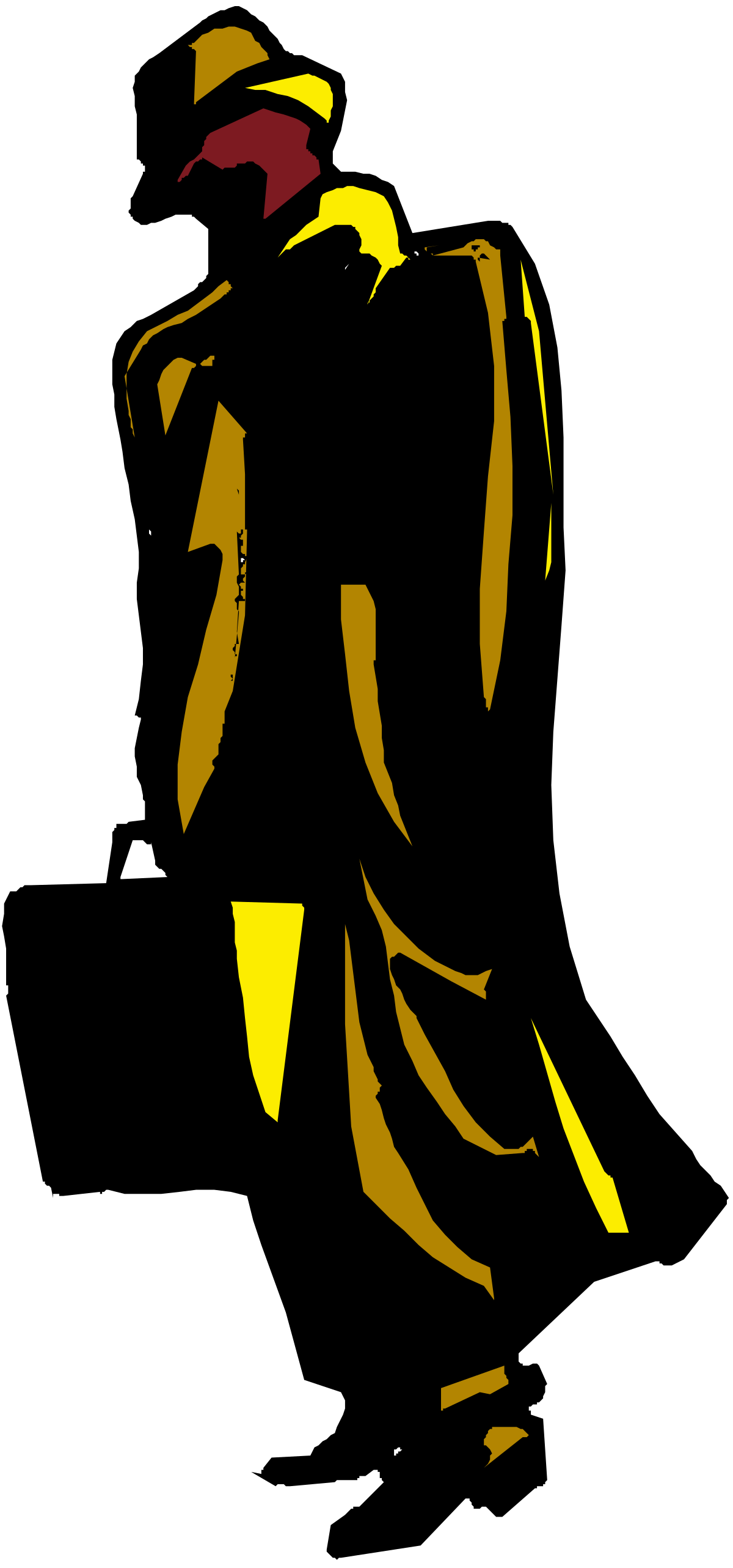 Businessman Walking in Suit and Hat Clipart