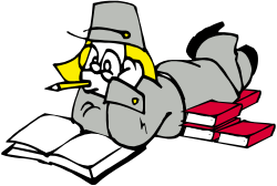 Cartoon Character Laying on a Book Clipart - Whimsical Illustrations