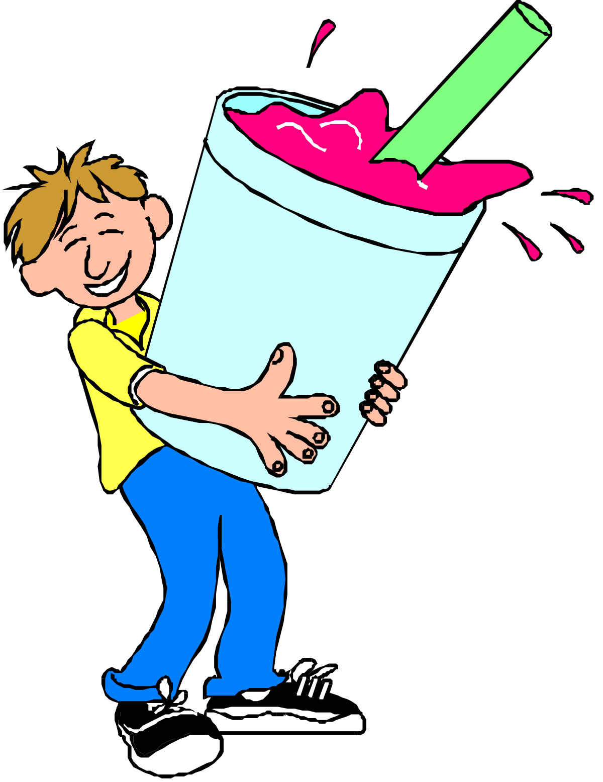 Boy Holding Big Ice Bucket Clipart - Perfect for Parties and Summer Events