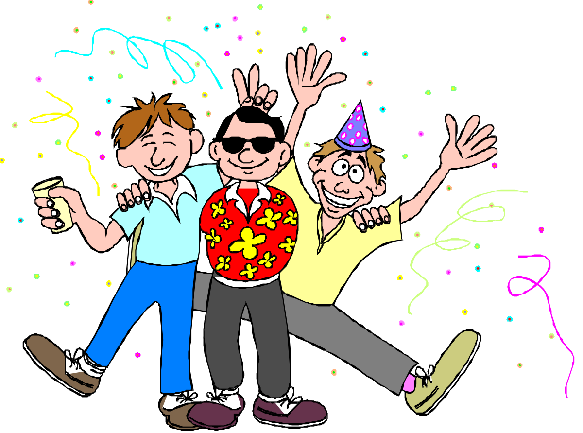 Birthday Celebration Clipart: Joyful Couples and Festive Decorations