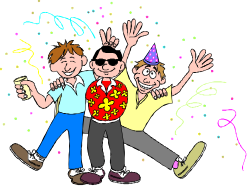 Birthday Celebration Clipart: Joyful Couples and Festive Decorations