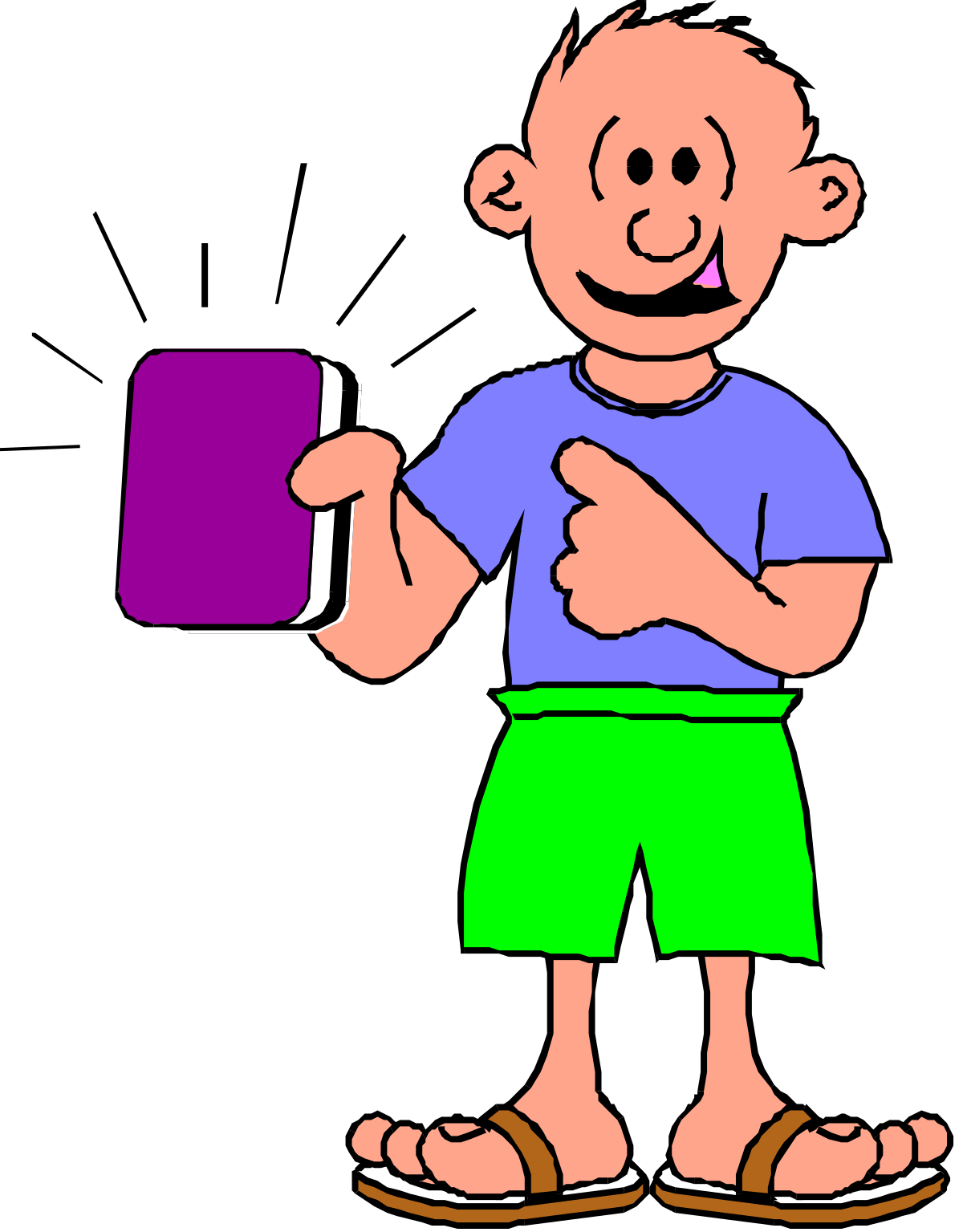 Boy Holding Cell Phone Clipart for Creative Projects