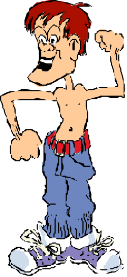 Cartoon Character with Red Hair and Blue Pants - Vibrant Clipart for Kids