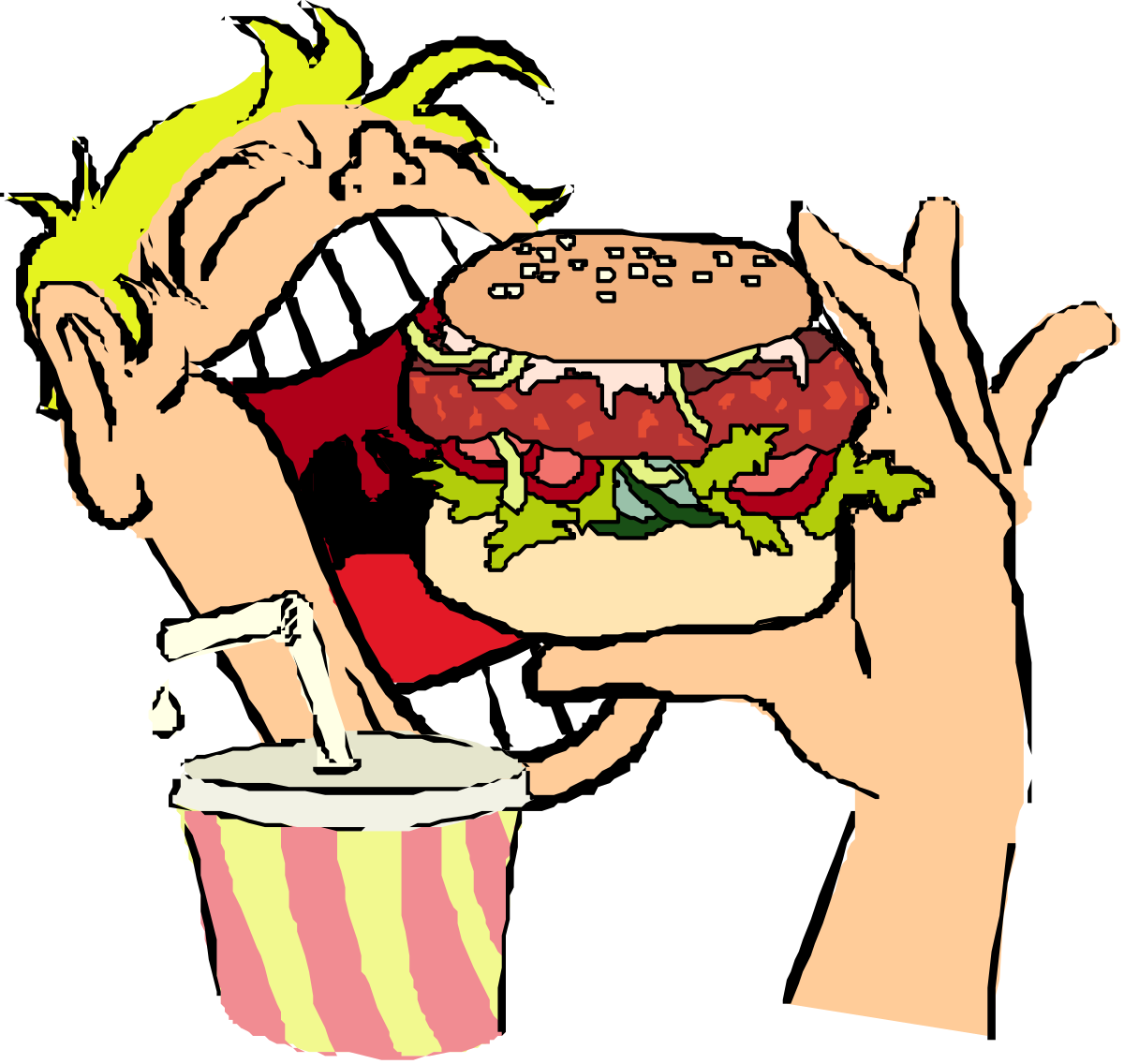 a man eating a big hamburger clip art png transparent Man Eating Big Hamburger Clipart - Delicious Food Illustration