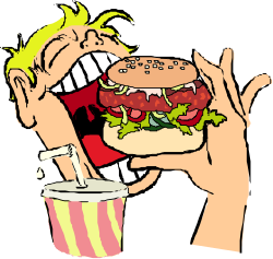 Man Eating Big Hamburger Clipart - Delicious Food Illustration