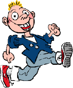 Cartoon Boy Running with Feet in the Air - Fun and Playful Clipart