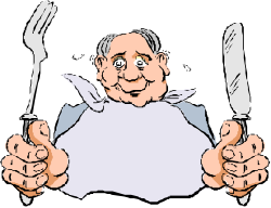 Old Man with Knife and Fork Clipart