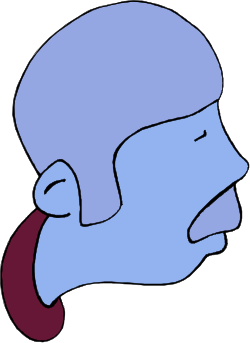 Blue Man's Head with Red Nose Clipart - Unique Character Illustration