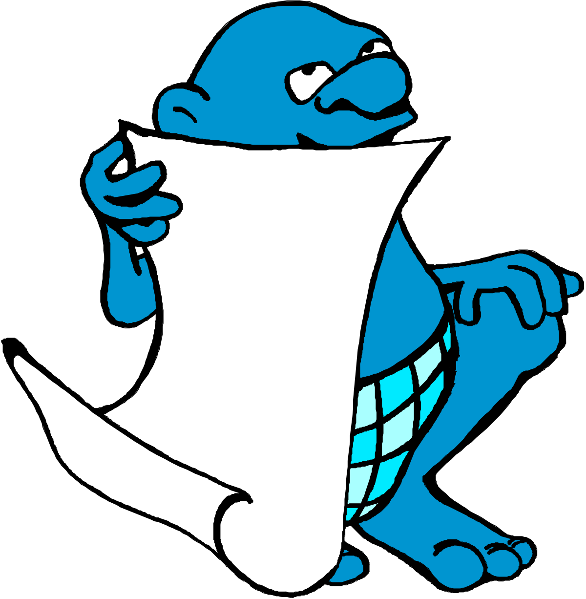 Blue Monster Holding Paper Clipart for Creative Projects