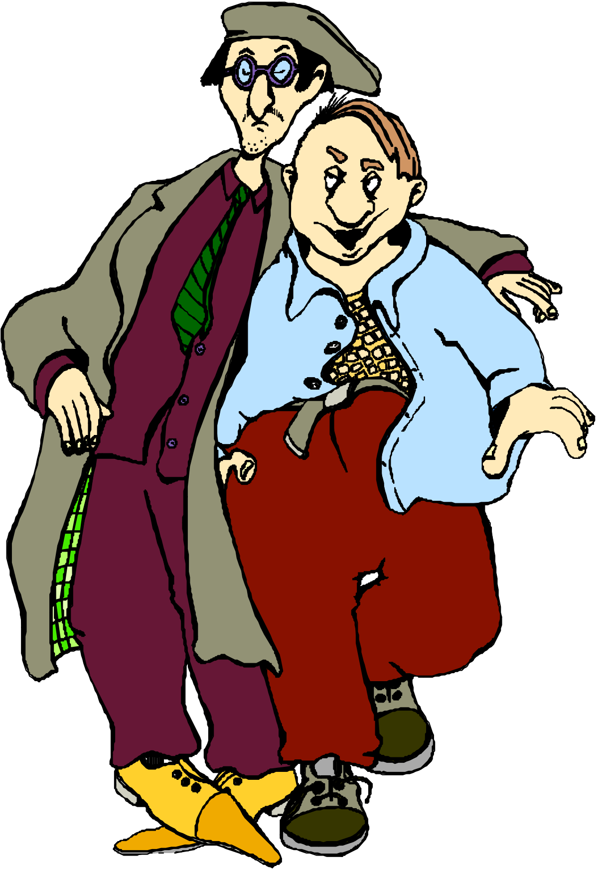 Man in Suit and Tie Hugging Another Man Clipart