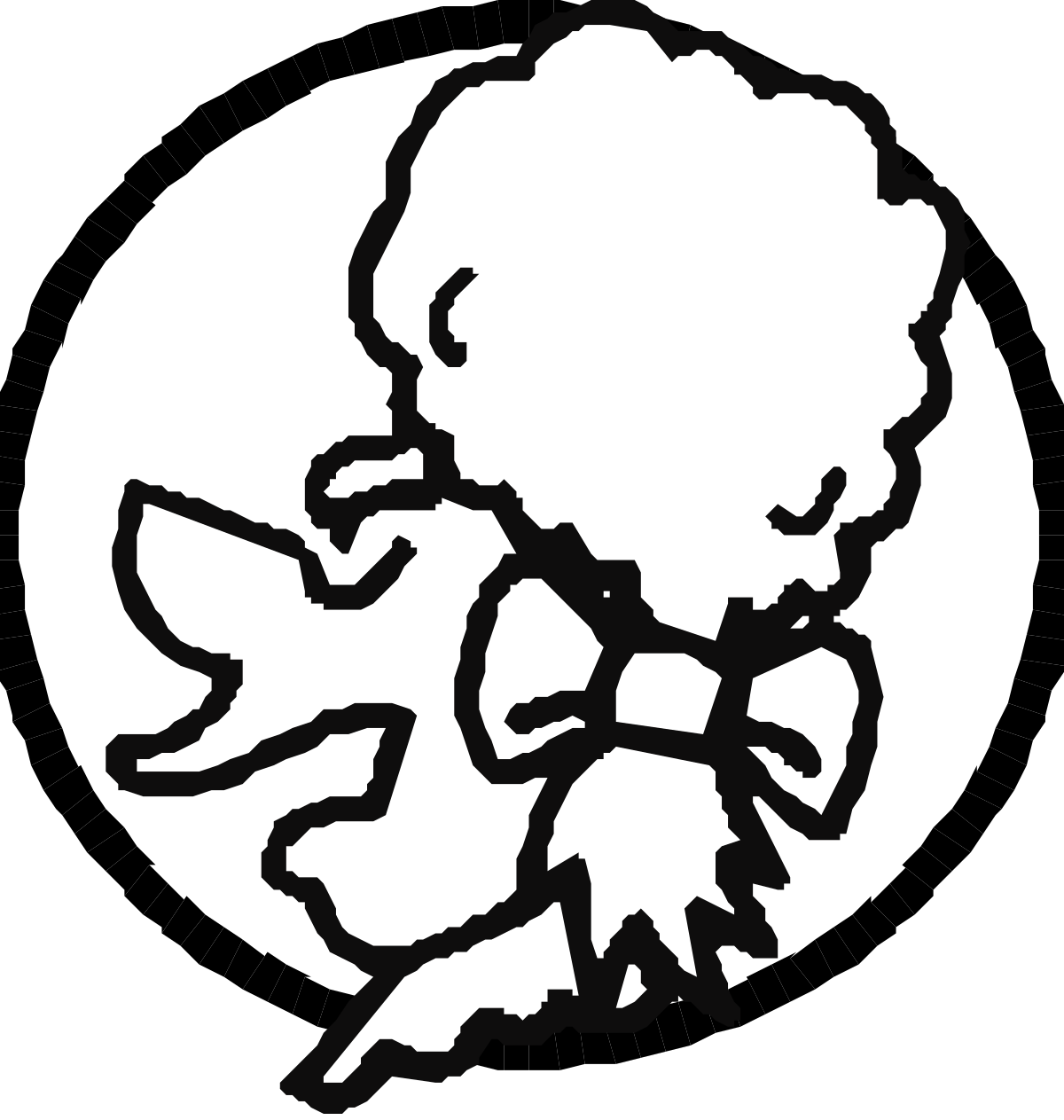 Black and White Silhouette of a Bearded Man Clipart