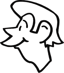 Dog Silhouette Clipart: White Dog with Black Nose Illustration