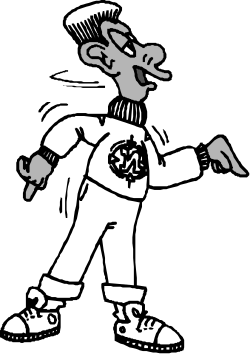 Cartoon Character with Baseball Bat - Black and White Clipart