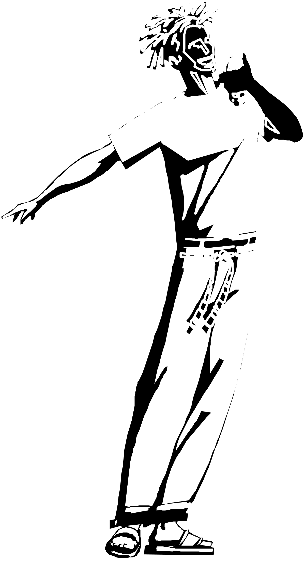 Skateboarder in White on Black Background - Dynamic Clipart