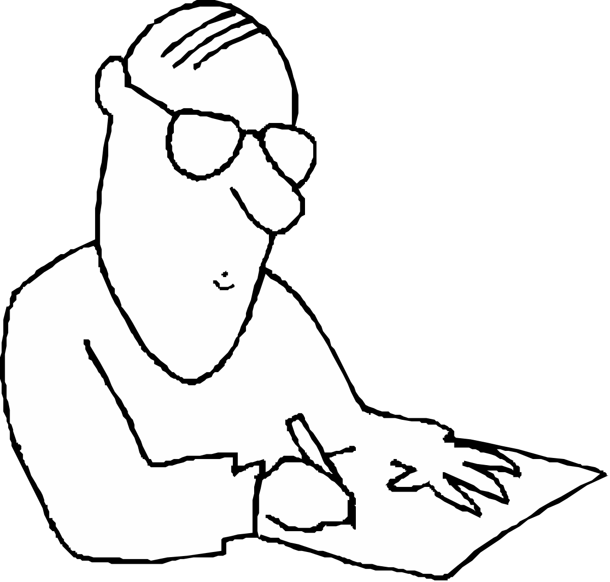 Laptop Clipart: Person at Table Working on Computer