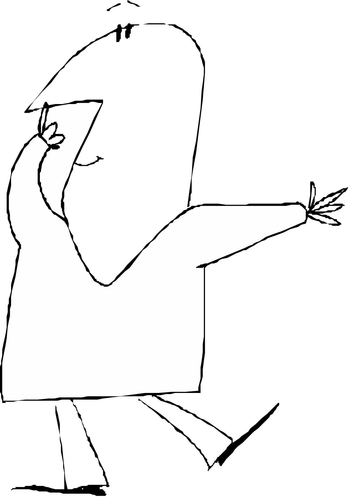 White Silhouette of a Person with Raised Hand  Dynamic Clipart for Communication