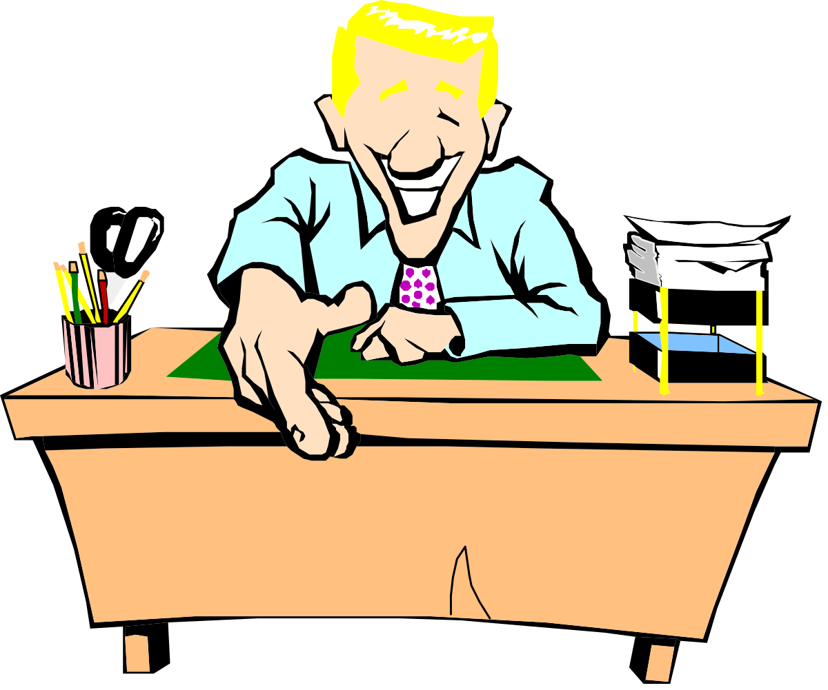 Handshaking Businessman at Desk Clipart for Professional Use